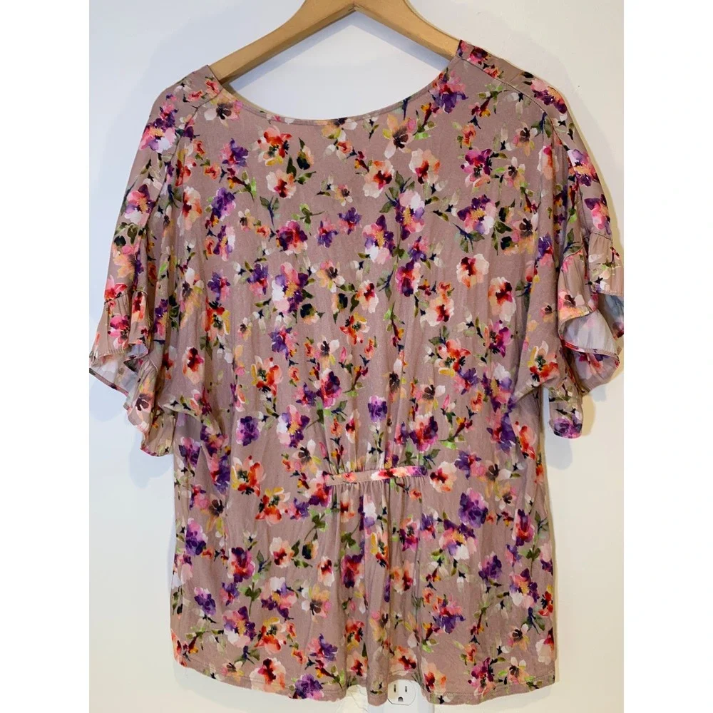 Dolan Left Coast Floral XL Cottagecore‎ Ruffle Blouse Womens lightweight sping